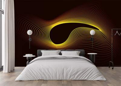 Abstract background. Vector illustration of bright lines of shapes on a dark background. Wall mural