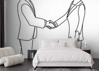 A man and a woman shake hands .Schematic representation.Vector image. Wall mural