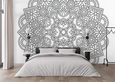 Vector black mandala isolated on white background. Pattern for design and coloring pages Wall mural