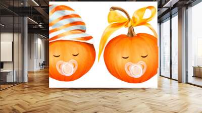 Autumn template and design elements. Suitable for Thanksgiving greeting cards, invitations, baby shower, flyers and other graphic design Wall mural