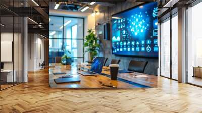 digital office boardroom interior Wall mural