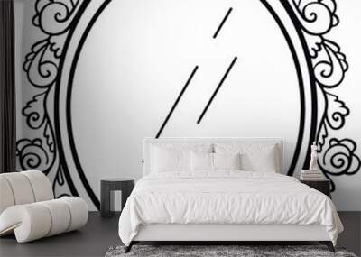 Vintage mirror in doodle style. Interior design element isolated on white background. Vector Wall mural