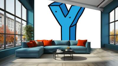 Hand-drawn cartoon doodle blue letter Y on a white background. Wall mural