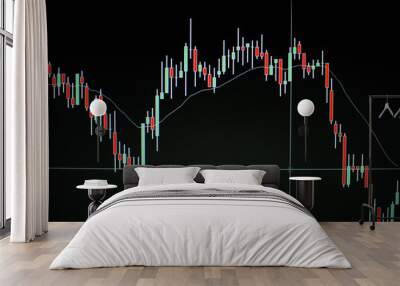 Stock market data on digital LED display. Background stock chart. Wall mural