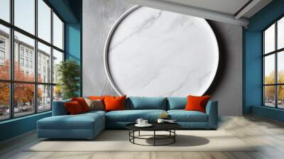 A white round frame for mockup on a plain gray wall Wall mural