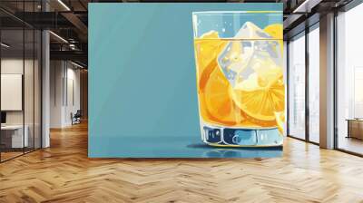 An ice cube in a glass of lemonade. Vector flat minimalistic isolated illustration. Wall mural