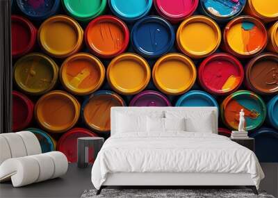 Banner of colorful paint cans or tins for home decoration Wall mural