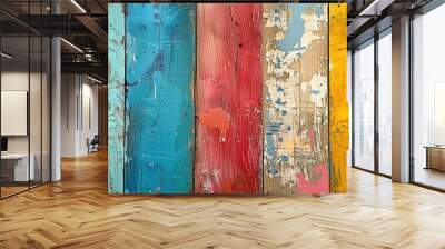 Colorful Painted Wood Wall mural