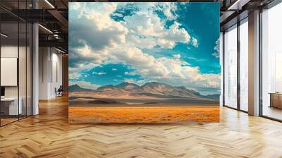 Desert sky filled with vibrant clouds, 4K hyperrealistic photo Wall mural