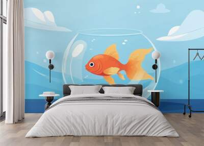 Goldfish Bowl vector flat minimalistic isolated illustration Wall mural