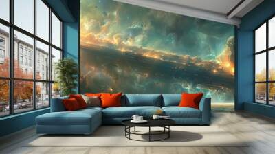 Interstellar ark carrying life to a new world. Wall mural