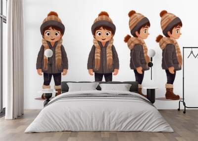 kid waring cosy winter clothes isolated vector style on isolated background illustration Wall mural