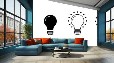 Light bulb icons. Silhouette, black, burning light bulbs icons. Vector icons Wall mural