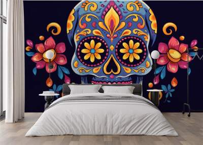 ornate dia de los Muertos skull day of the dead sugar skull calavera vector illustration Wall mural