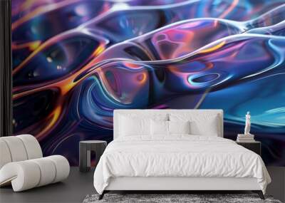 Rippled liquid 3D lattice with shifting colors, 4K hyperrealistic photo Wall mural