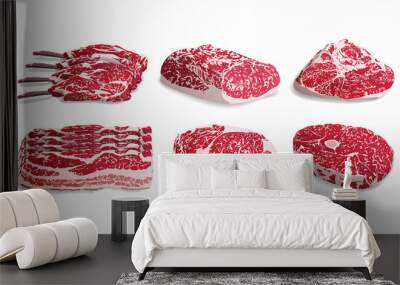 Set of fresh meat in a realistic style. Food 3d vector isolated objects. Gastronomic products Wall mural