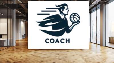 Coach logo design, icon isolated on white background Wall mural