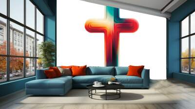 Cross vector isolated on white background, Religious symbol Wall mural