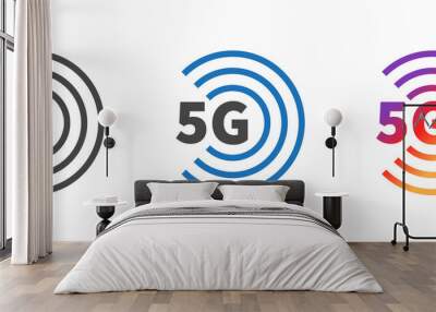 5G logos. High speed internet icon or logo. 5G communication technology. Vector illustration Wall mural