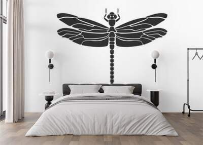 Dragonfly icon. Black dragonfly sign. Flat design. Silhouette icon. Vector illustration Wall mural