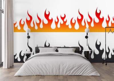 Fire flames. Painted flames. Cartoon campfire. Black and red fiery flames. Vector scalable graphics Wall mural