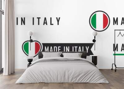 Made in Italy logo or labels. Italy product emblems. Vector illustration Wall mural