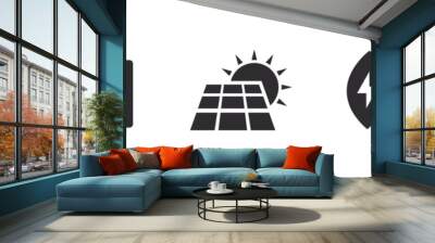 Solar energy. Green energy icon set. Icons of electricity. Vector illustration Wall mural