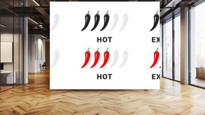 Spicy level labels. Chili spicy meter. Red spicy chili peppers. Spicy and hot. Vector illustration Wall mural