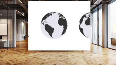 World Map and globes. Globes of Earth. Vector illustration modern simple style Wall mural