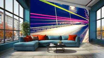 traffic in city at night Wall mural