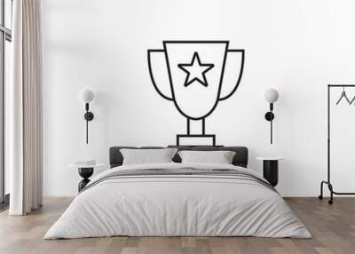 Cup trophy line icon, logo vector Wall mural