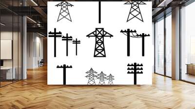 Power line icon, logo isolated on white background Wall mural