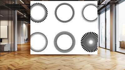 Spiral and swirl motion twisting circles design element set. Vector illustration. Wall mural