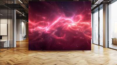 Vibrant cosmic nebula with swirling pink and purple gases in a starry night sky Wall mural