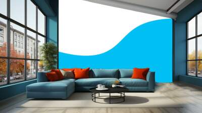 Wave simple image, blue wave on white background Wall mural