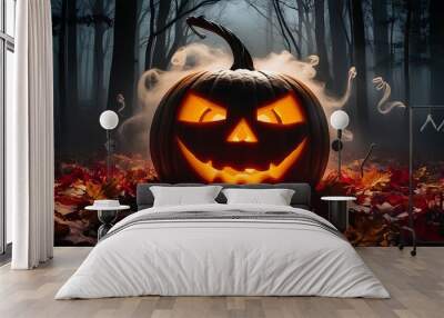 halloween pumpkin in the night Wall mural