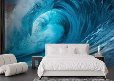 big wave blue background, vertical Wall mural