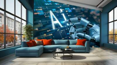 robot arm on abstract digital background Wall mural