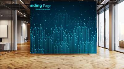 abstract background with lines and dots. vertical lines on the background. 3D Abstract Mesh Background with Circles, Lines and Shapes  Wall mural