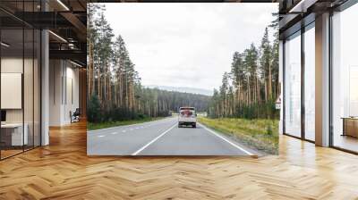 View from a moving car on a road Wall mural