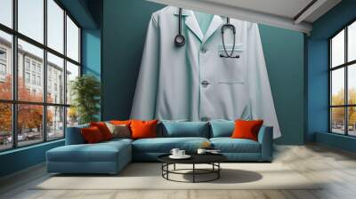 Medical uniform on light background, top view. Professional work clothes Wall mural