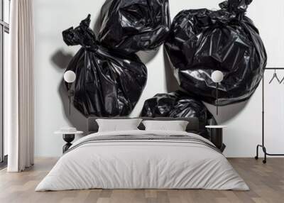 Medium shot of black Garbage, isolated on a white background, bright and vivid tonality  Wall mural