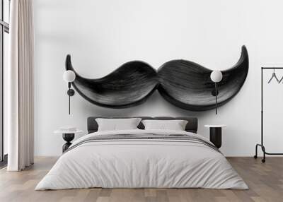 Medium shot of Fake black mustache, isolated on a white background, bright and vivid tonality,  Wall mural