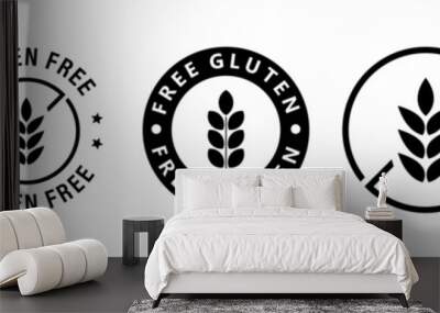 Gluten Free, set of vector stickers for food. Wall mural