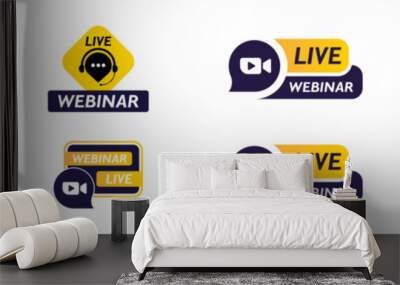 Live Webinar banners for website. Online live seminar sign - vector set. Wall mural