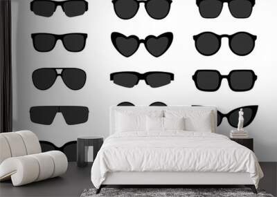 Trendy vector sunglasses. Glasses collection isolated on white. Summer vacation accessory Wall mural