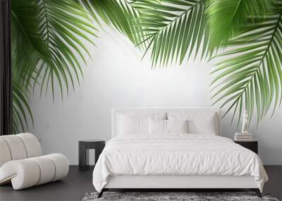 palm and tropical leaves on a white background. empty background for presentation Wall mural