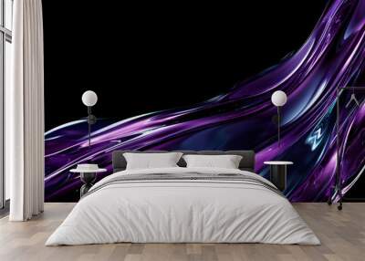 texture of liquid purple glass on a black background. abstract wavy 3d background Wall mural