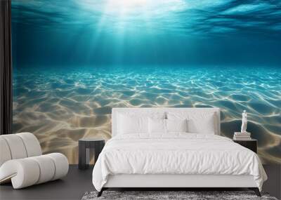 underwater background. beautiful sand under clear water. rays of the sun Wall mural