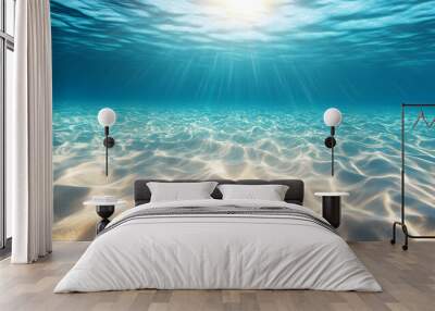 underwater background. beautiful sand under clear water. rays of the sun Wall mural